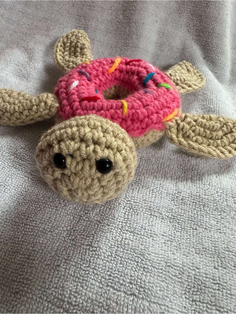 Handmade Beige & Pink Crochet doughnut Turtle